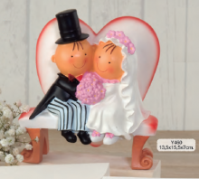 Figura tarta novios Pit y Pita banco